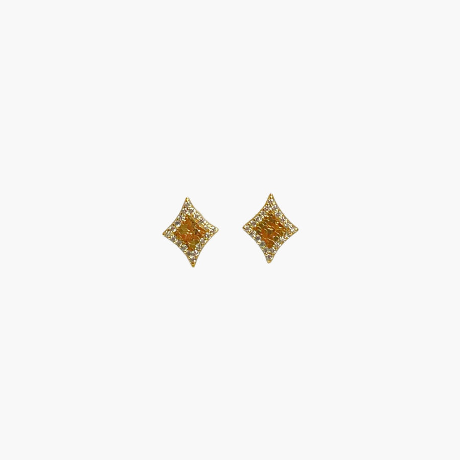 earrings in gold with geometric and stud