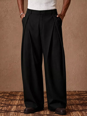Gray dress pants with full-length and zip-front