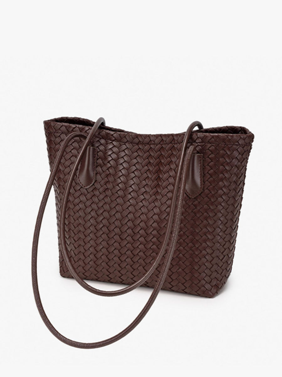 shoulder bag in Coffee Brown with woven texture and medium
