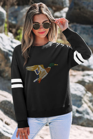 streetwear sweatshirt in Black with crew neck