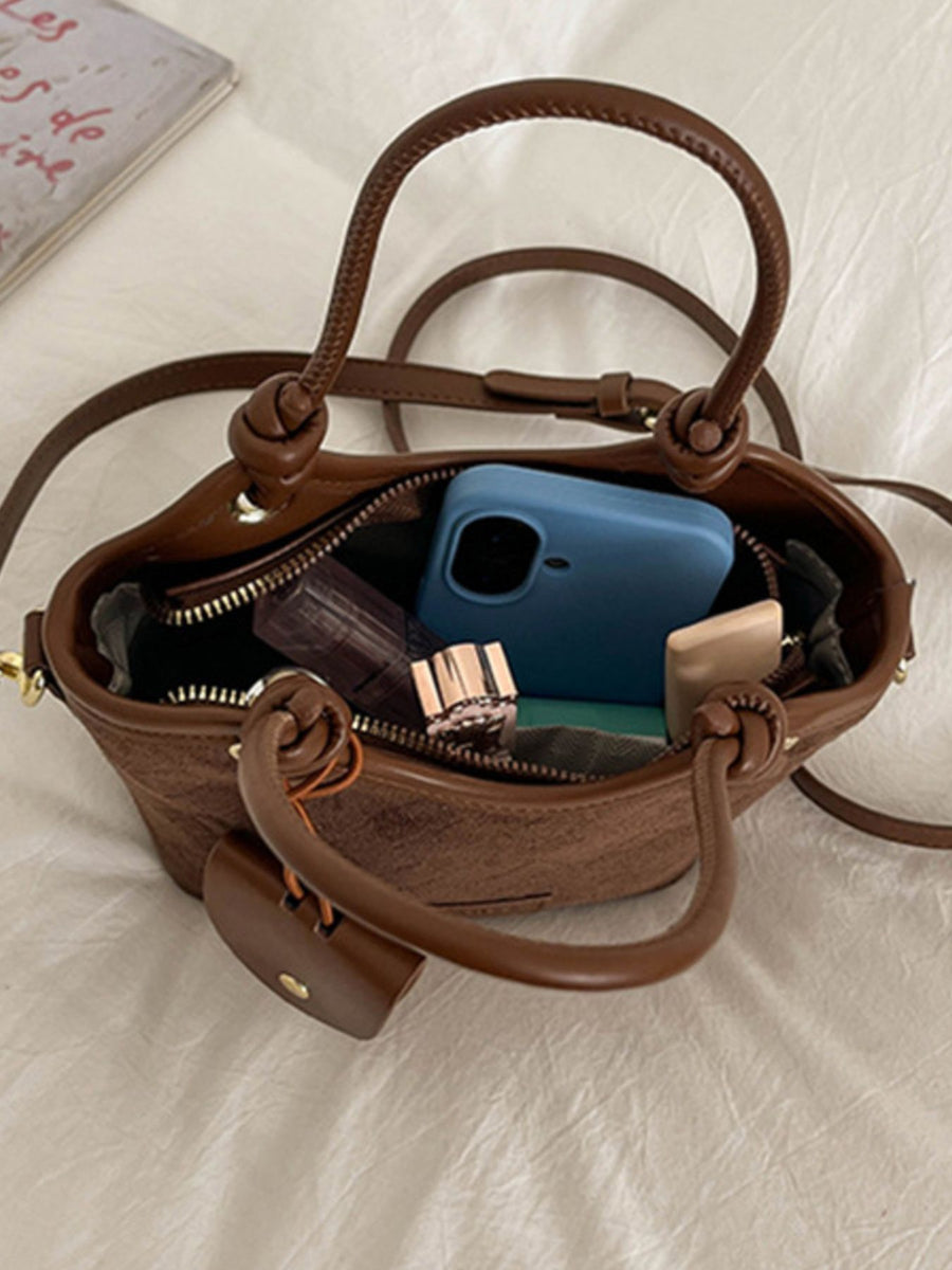 Argyle Pattern Crossbody Bag in brown