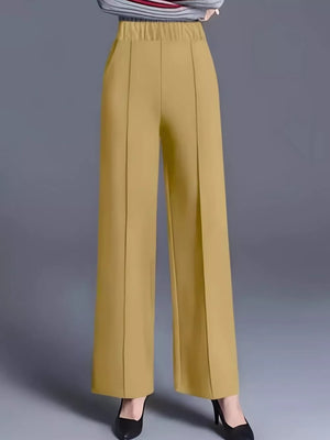 light gray wide-leg pants
