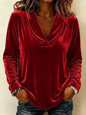 Red blouse with stretch and long sleeve