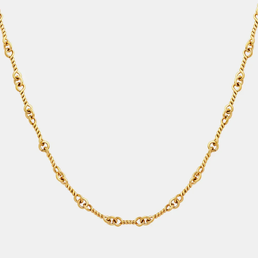 Gold twisted rope detail chain necklace
