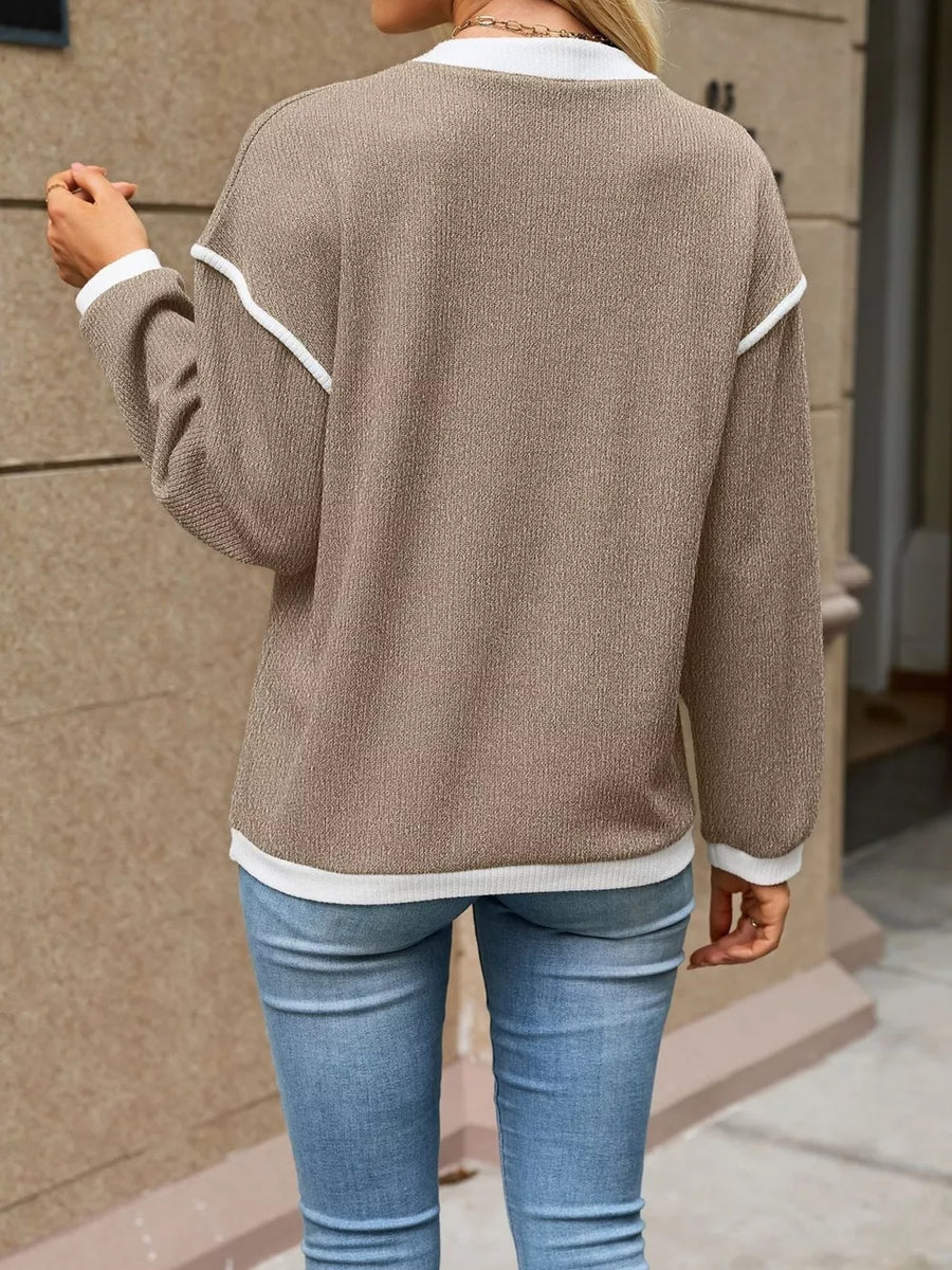 65% viscose, 30% polyester, 5% elastane Care instructions: Machine wash cold henley in Gray with relaxed silhouette