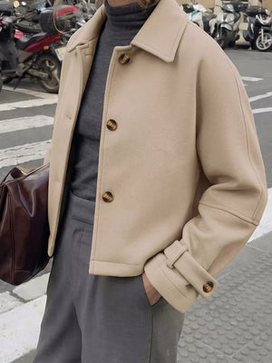 100% polyester Care instructions: Machine wash cold jacket in camel with boxy silhouette