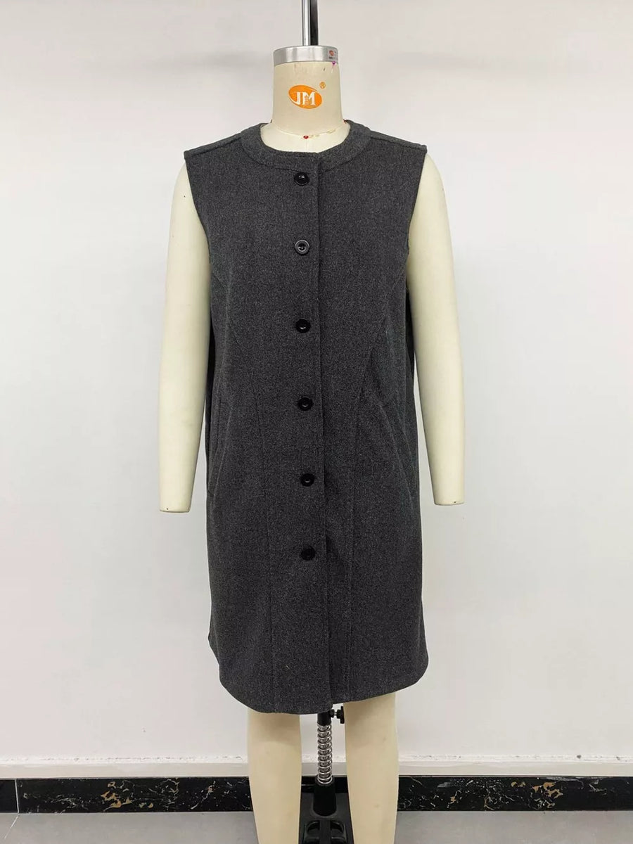 Sleeveless Longline Vest Coat option 5