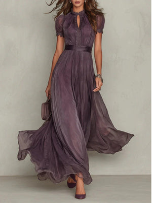 Primary main fabric: Polyester &amp maxi dress in Pink with A-line silhouette