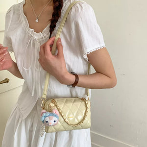 Yellow with Quilted Chain Strap Crossbody Bag in Yellow