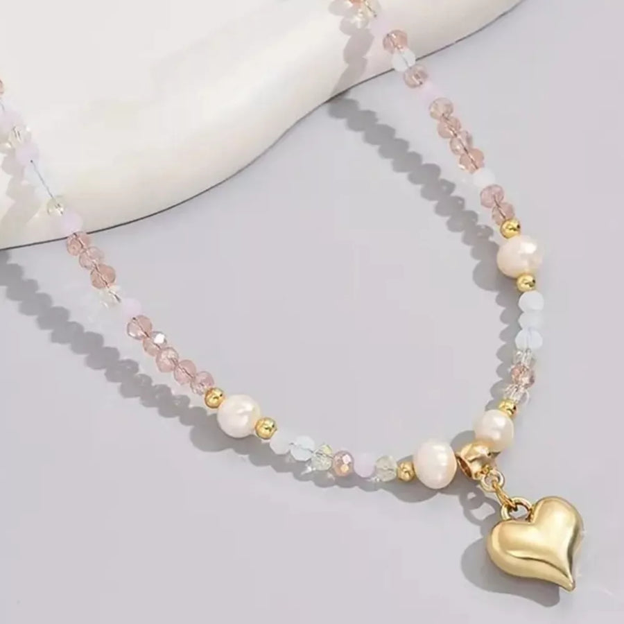 Synthetic Pearl,18K Gold-Plated,Alloy Care instructions: Avoid wearing during ex necklace in light purple with fitted