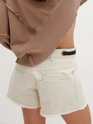 denim shorts in Dark Blue with raw hem and mini