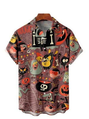 Rust Men's Full Size Printed Button Up Shirt