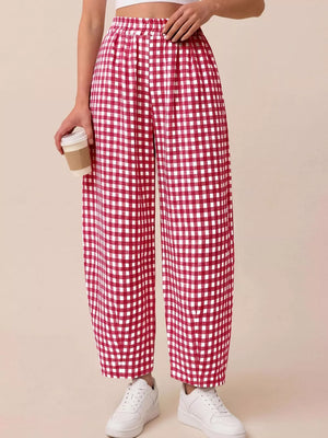 Caramel Color wide-leg pants featuring pocketed and gingham