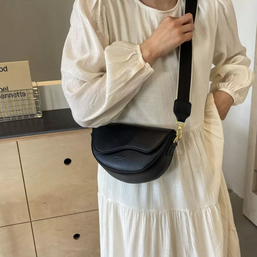 Leather Crescent Crossbody Bag option 5