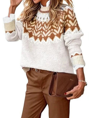 100% polyester Care instructions: Machine wash cold pullover sweater in ivory with relaxed silhouette