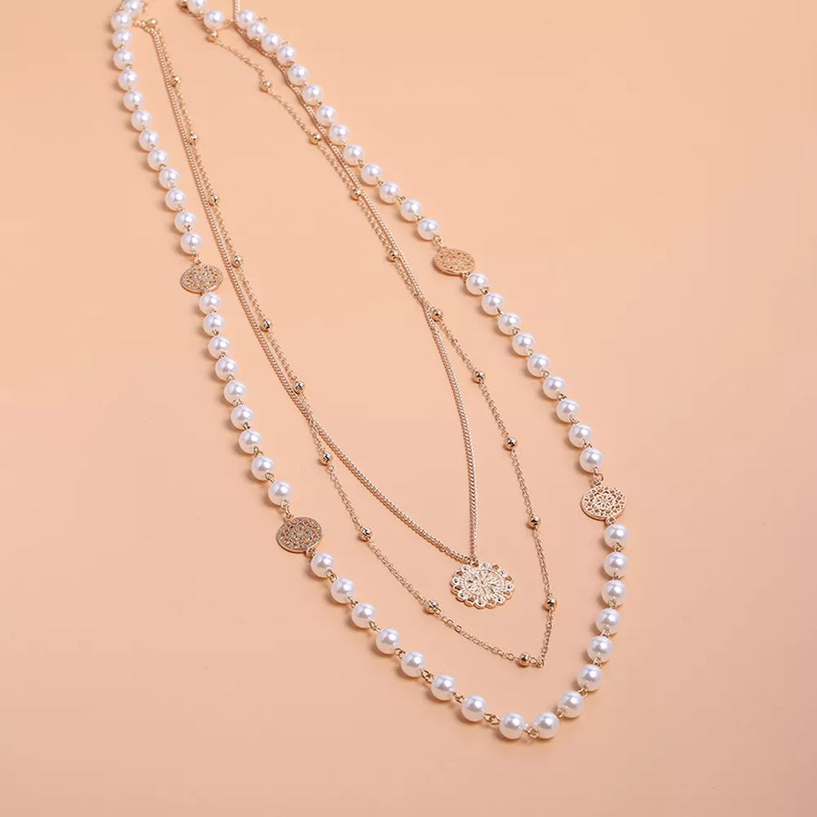 Multi-layered Pearl And 18k Gold-plated Necklace option 8