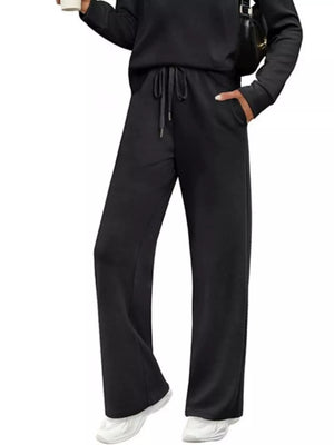 Apricot Casual Long Sleeve Crewneck Top & Drawstring Pants Set