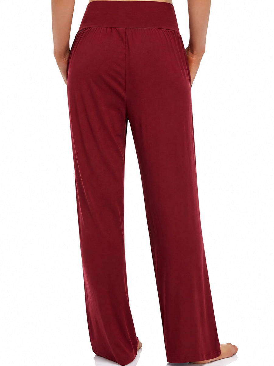 Pocketed High-Waisted Wide-Leg Pants in Dark Blue with pocketed
