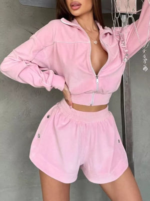 Yellow relaxed tracksuit with mock neck