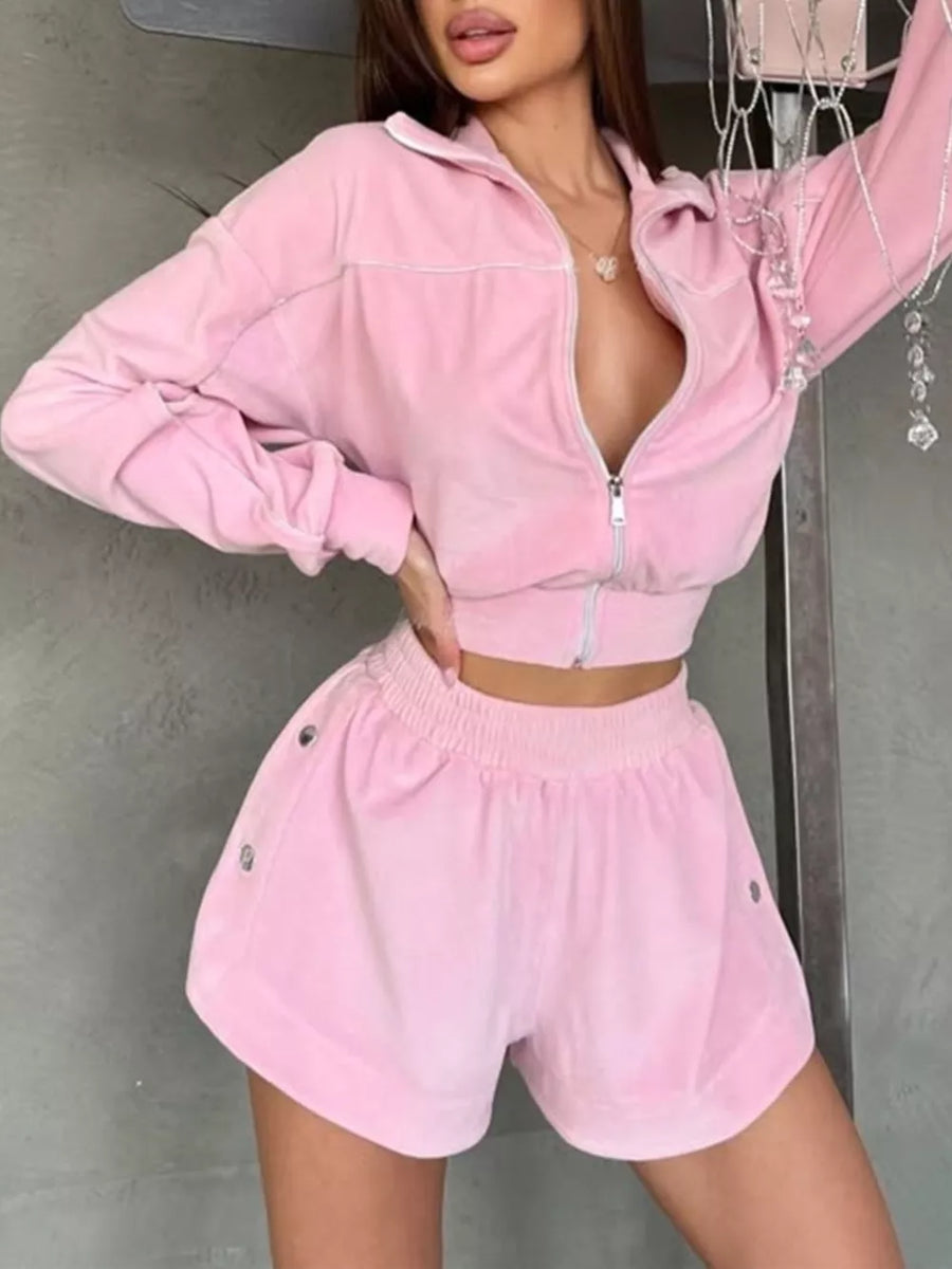 Yellow relaxed tracksuit with mock neck