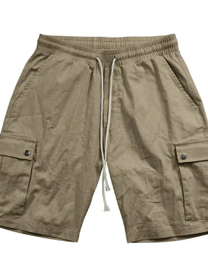 Men's Full Size Drawstring Casual Cargo Shorts in Light Gray, view 15