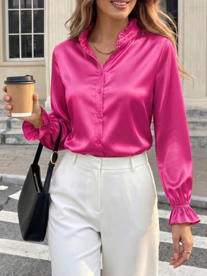 blouse featuring polka dot in white with 100% polyester Care instructions: Machine wash cold texture