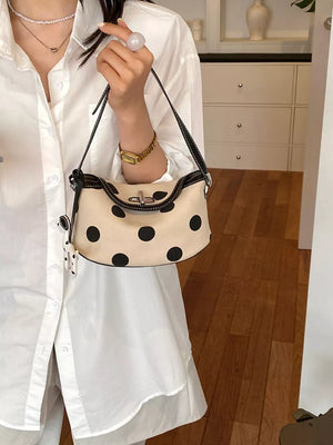 shoulder bag featuring polka-dot in cream with PU Leather Imported Size &amp texture