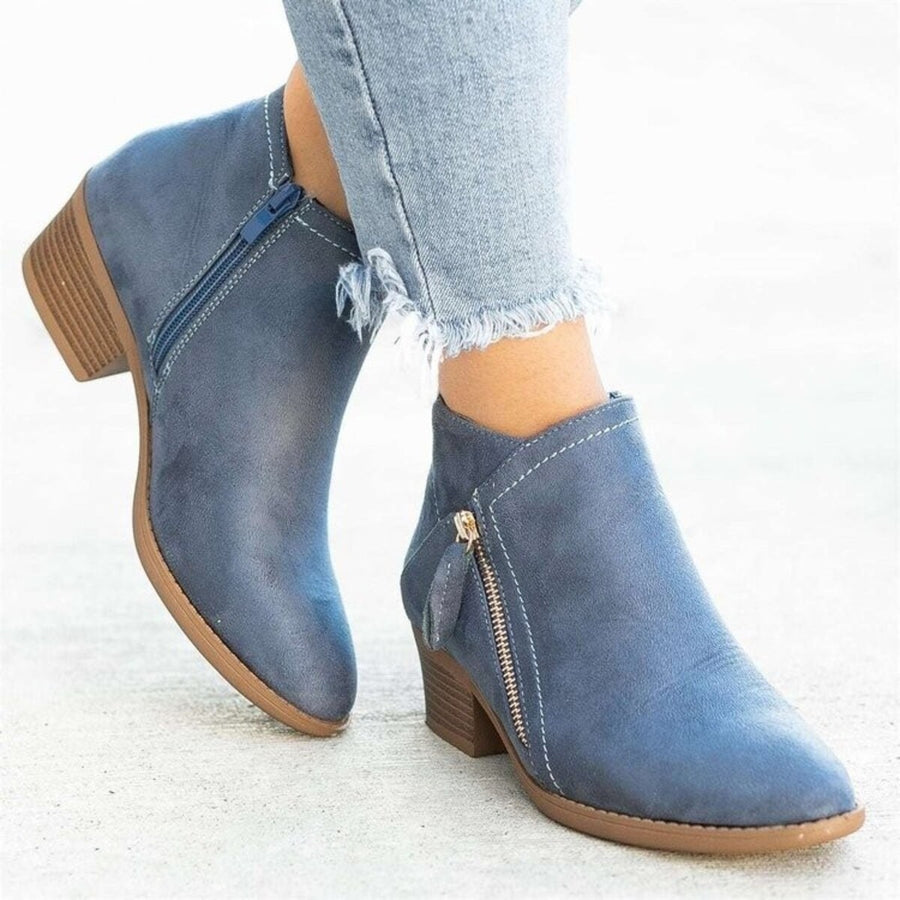 boots in Orange with round toe and ankle-length