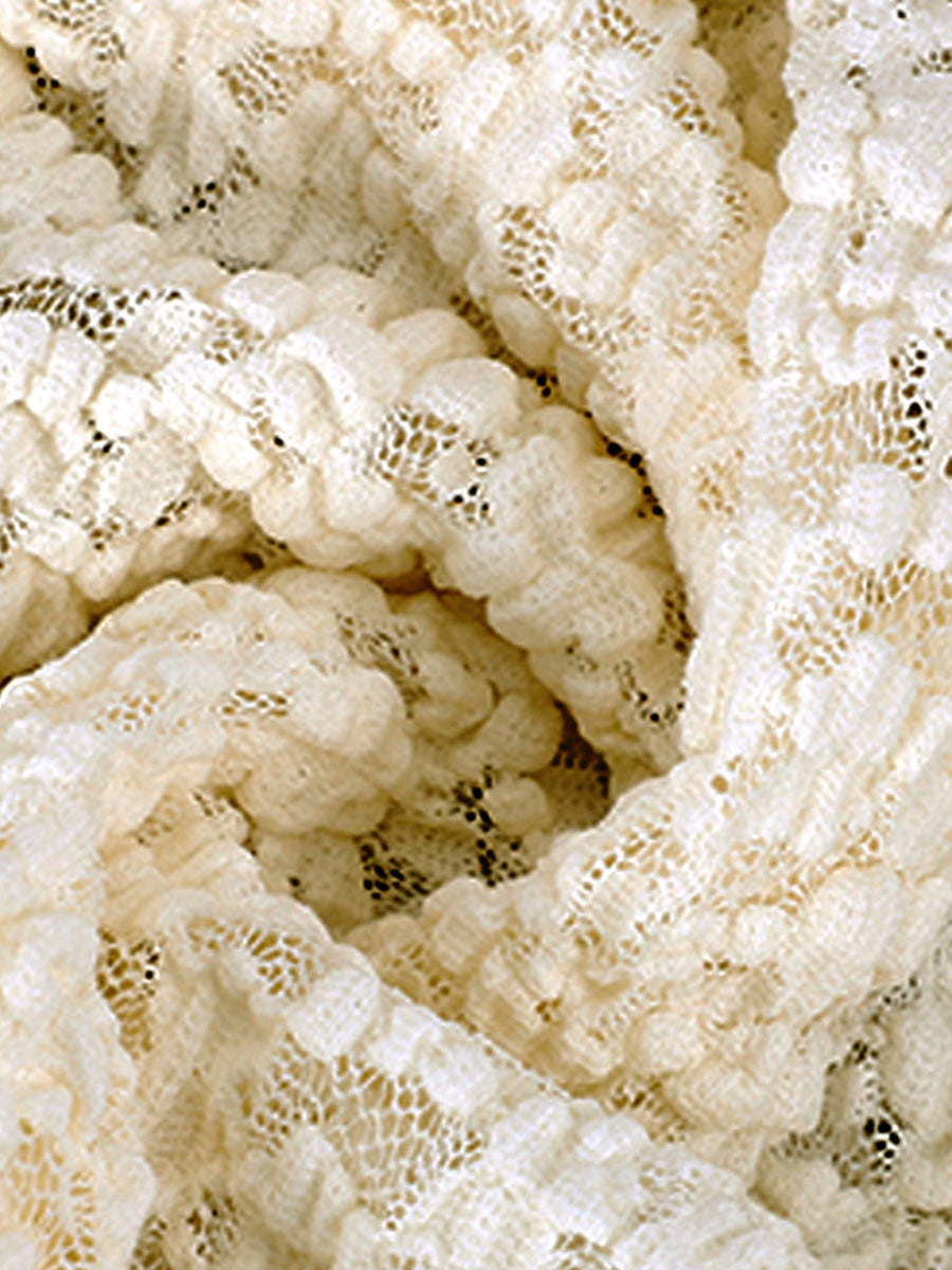 Beige lace ruffle cami top with textured detail