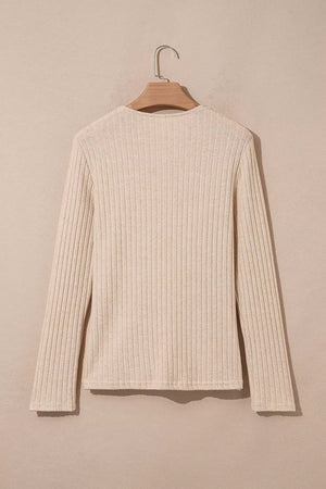 Ribbed Cowl Neck Long Sleeve Top option 8