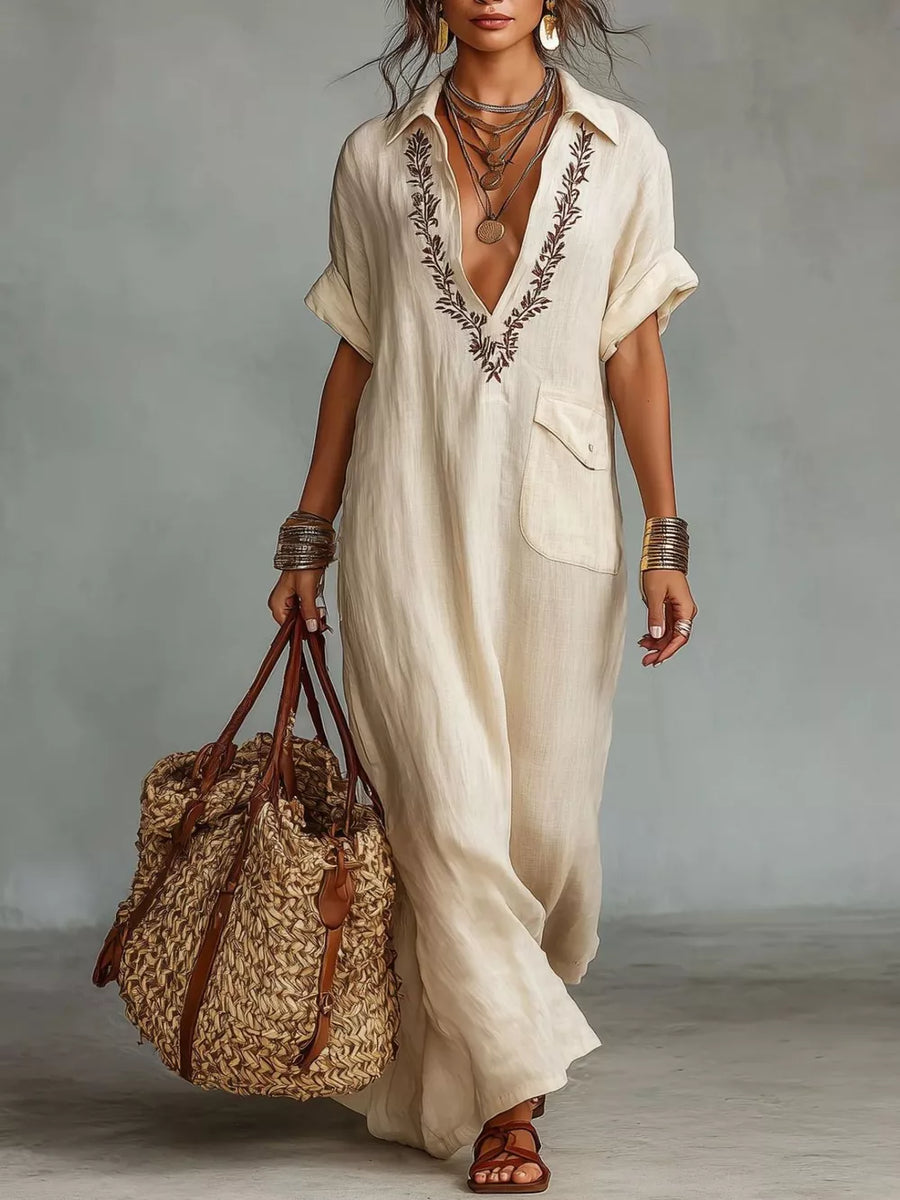 Black Full Size Bohemian Embroidered Maxi Dress