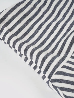 Asymmetrical hem mini skirt in navy and white stripes