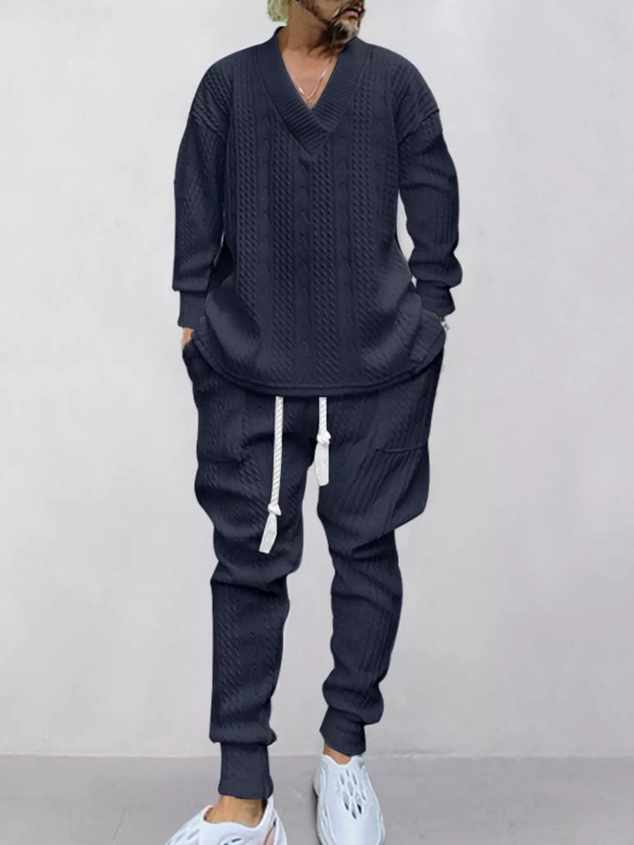 athleisure lounge set in Khaki with v-neck