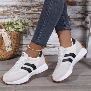 Blue Lace Up Round Toe Sneakers