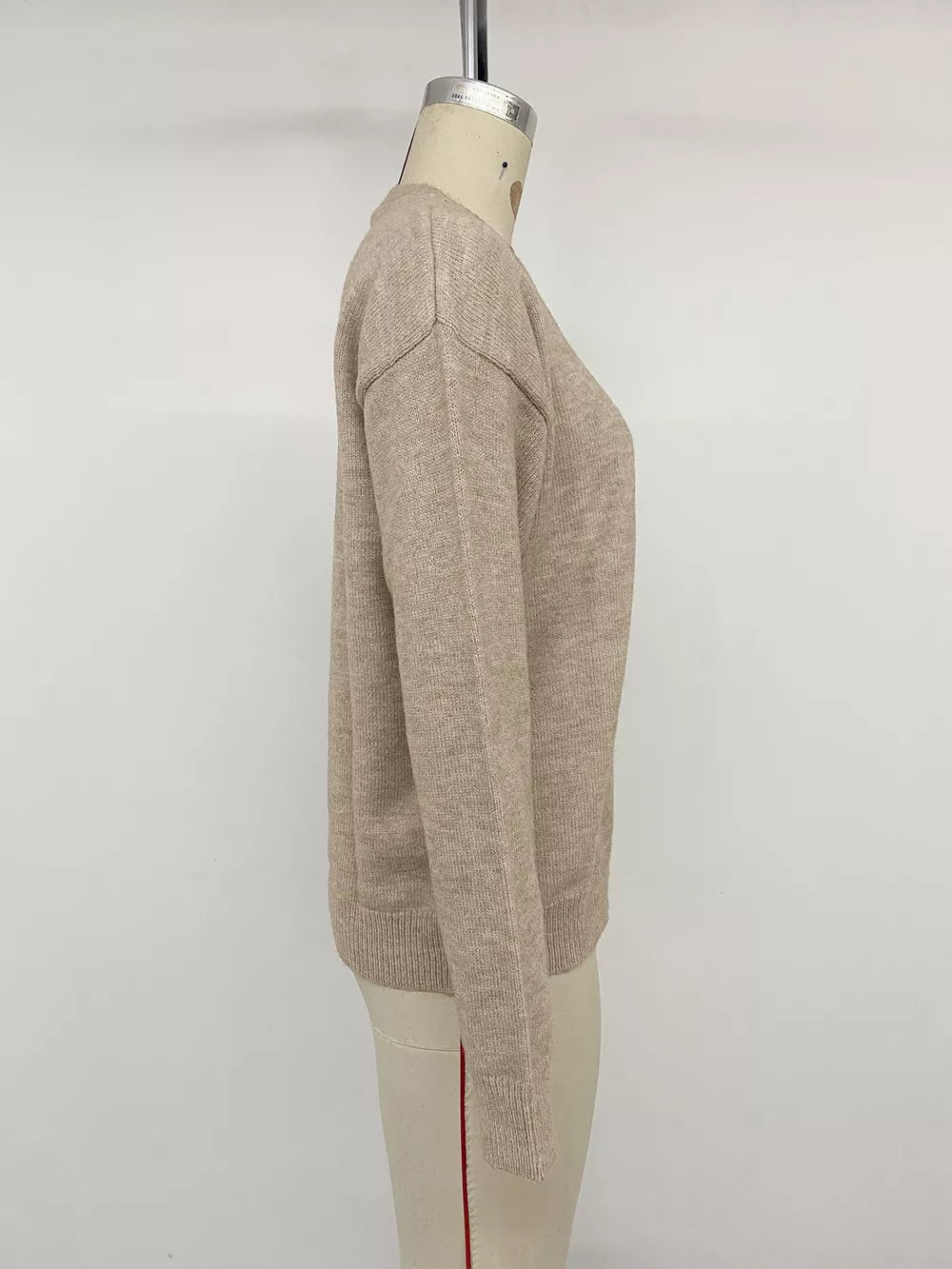 Dropped Shoulder Long Sleeve Sweater in Khaki, view 12