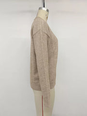 Dropped Shoulder Long Sleeve Sweater in Khaki, view 12