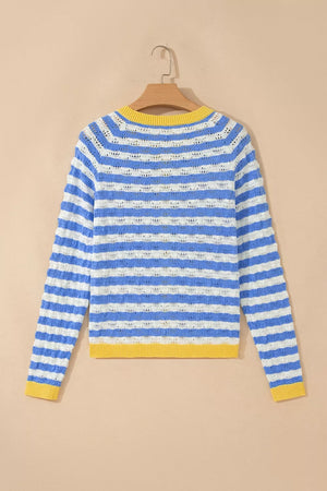 Button-down V-neck Knit Long-sleeve Top option 8