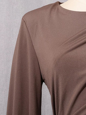 Ruched Long-sleeve Maxi Dress With Cutout option 10