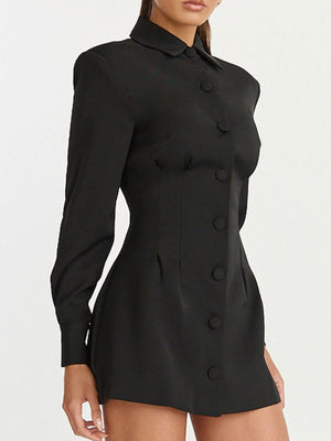 modern mini dress in Black with collared