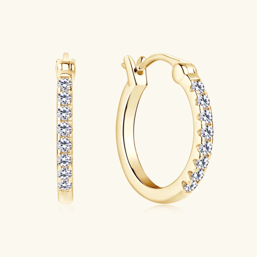 Gold pave-set mini hoop earrings with clear stones