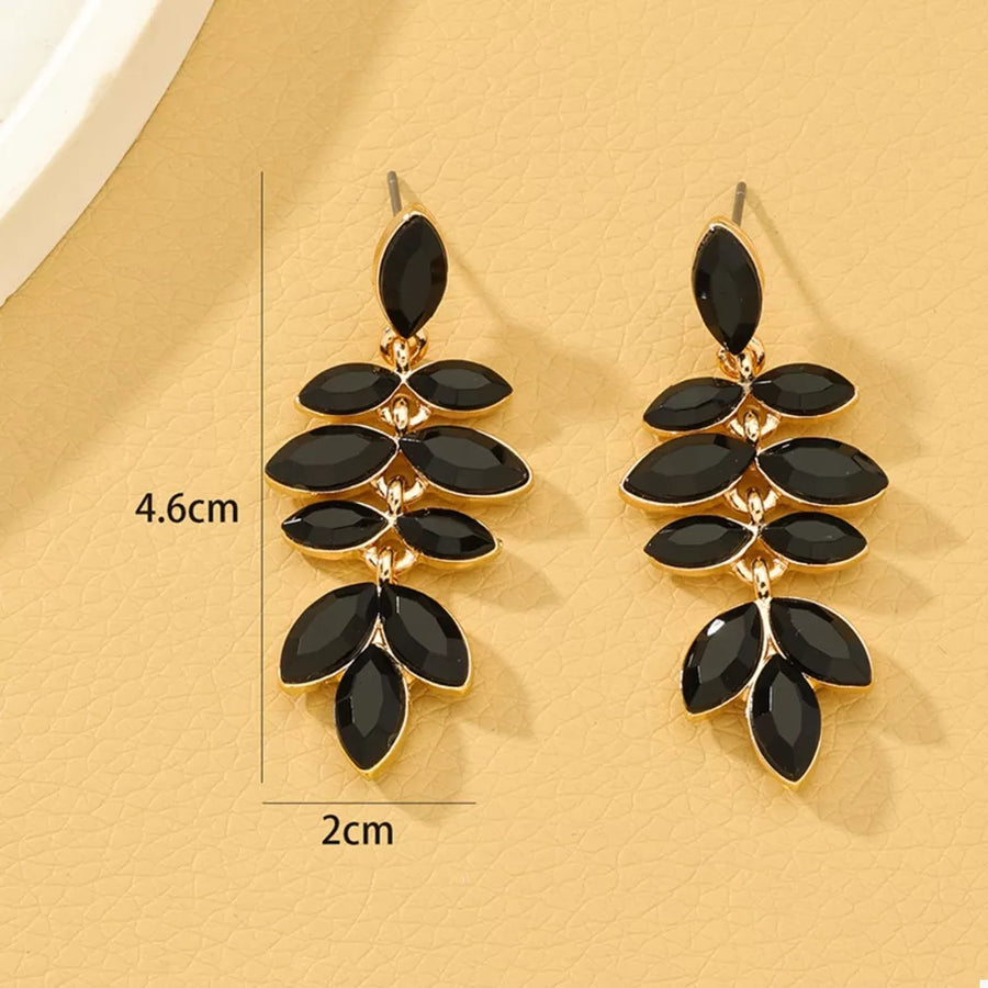 black earrings with short drop and post-back
