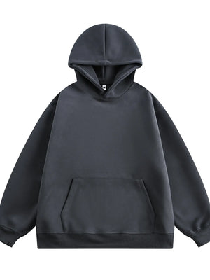 Dark Gray pocketed long-sleeve hoodie with a kangaroo pocket and drawstring hood.