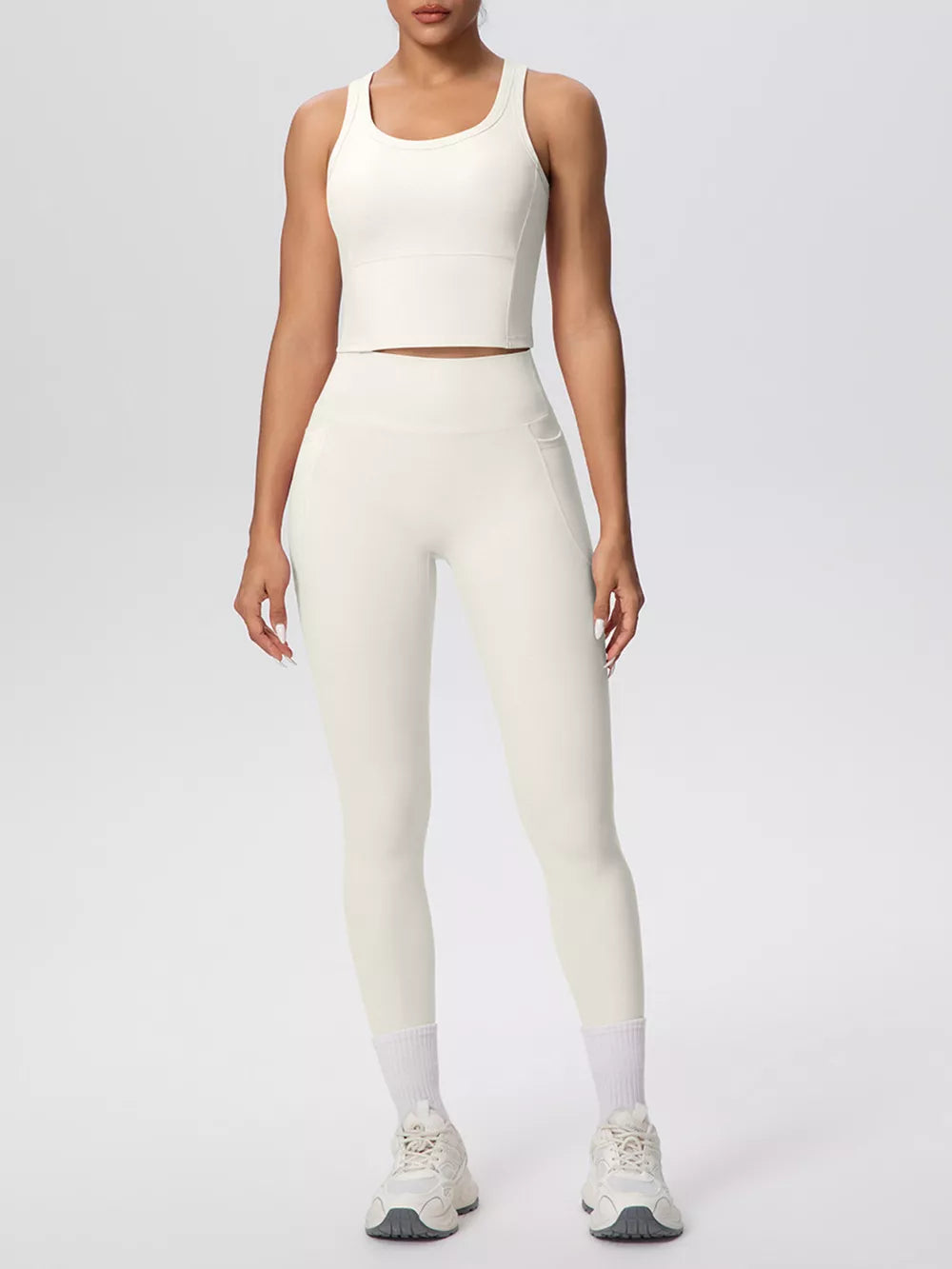 Light Blue athletic tank with two-piece and sleeveless