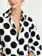 blouse in Black with polka dot and collared