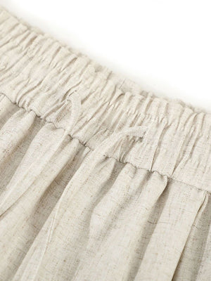 Men's Wide-Leg Drawstring Casual Pants in Cream with drawstring waist
