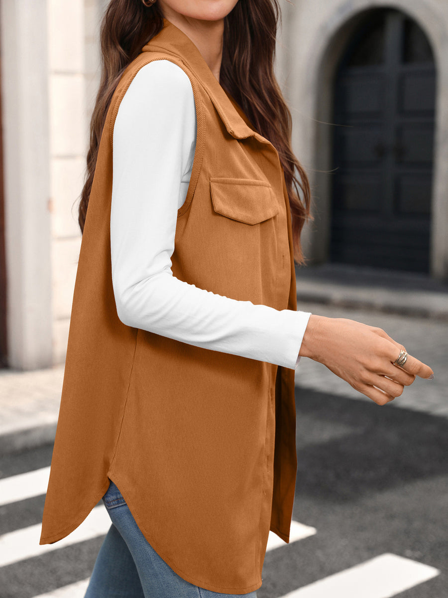 Dusty Pink vest with pocketed and sleeveless