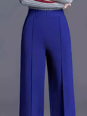 High Waist Wide Leg Pants in Earthy Yellow with pocketed