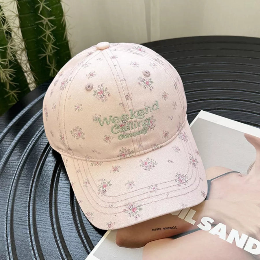 Floral Print Baseball Cap in Pink