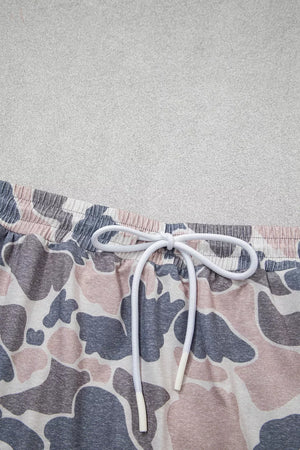 Camouflage Short Sleeve Top And Skirt Set option 10
