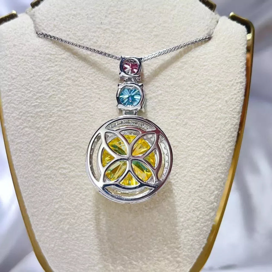 11.5 Carat Moissanite 925 Sterling Silver Necklace in pink with moissanite stones